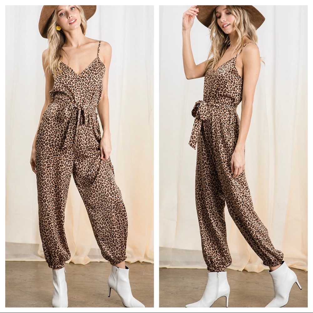 Lindsey Animal Print Cami Fabulous Jumpsuit with Jogger Style Pants